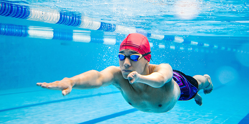 Paralympic Swimmer Underwater Training In Pool