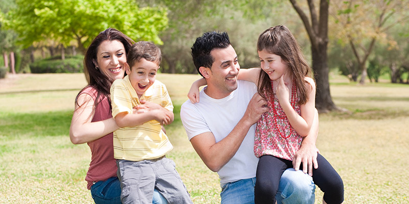 Happy family in a park