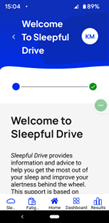 Welcome screen on Sleepful Drive app