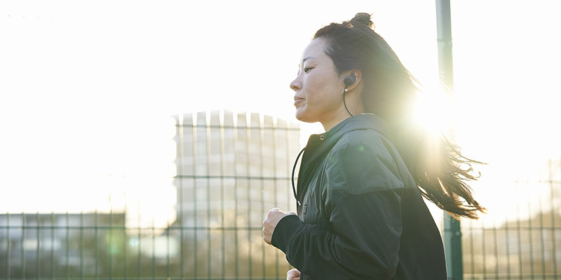 Woman running outside