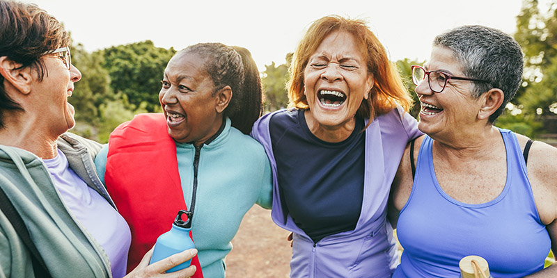 Senior women having fun together outdoors